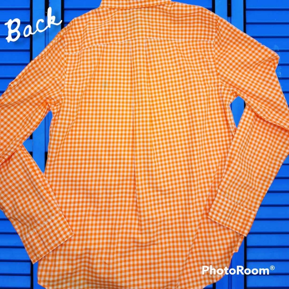 Ralph Lauren orange gingham dress shirt L 14-16 boys NWT button down fall autumn - Picture 6 of 6